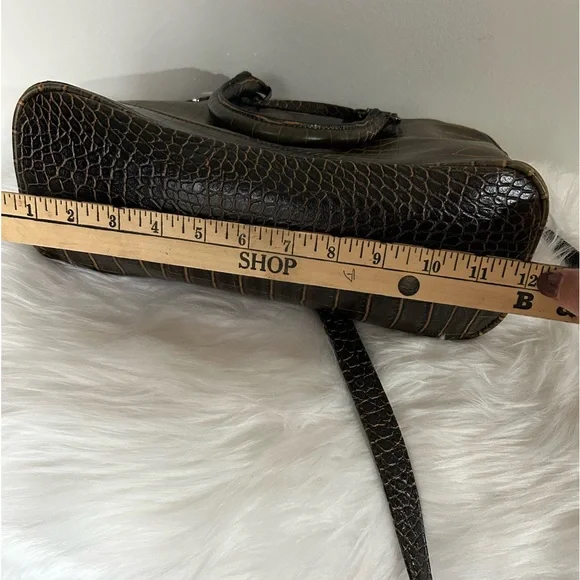 Kim Rogers Brown Faux Croc Leather Hornback Purse - Picture 4 of 6